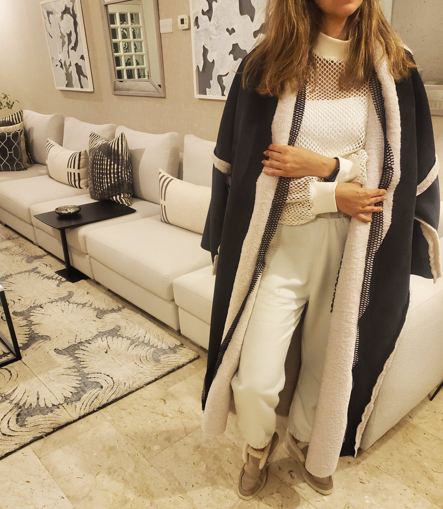 Reversible Teddy with Mesh Bisht