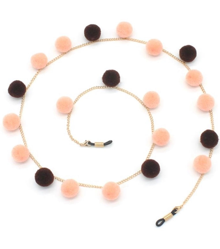Peach pompom sunglasses chain