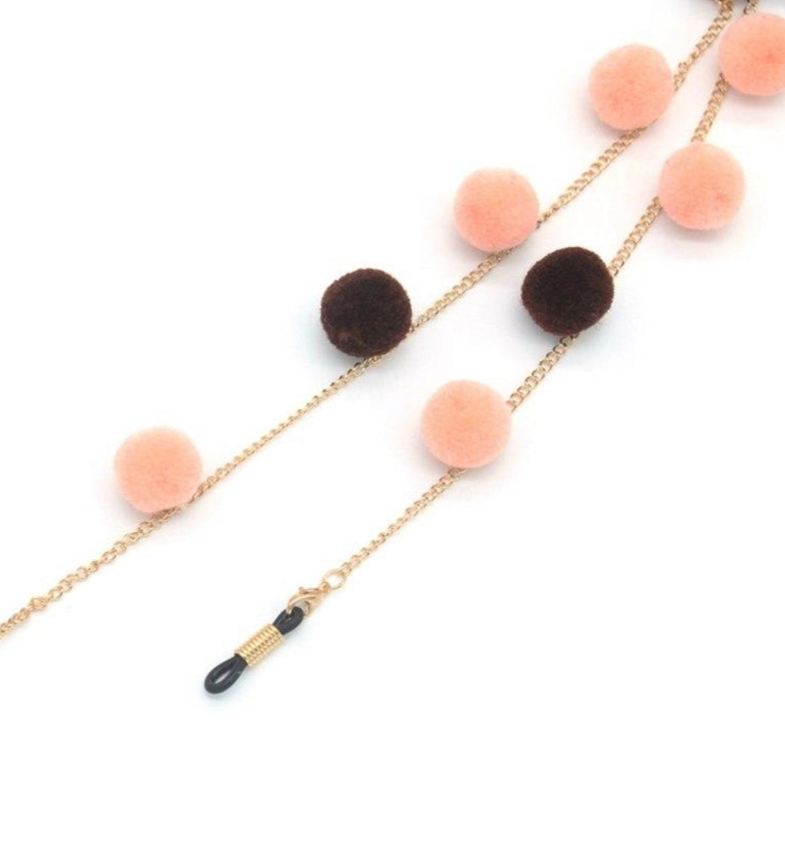 Peach pompom sunglasses chain